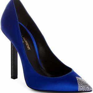 Saint Laurent Tower Crystal Cap-Toe Pump Shoe 39.5